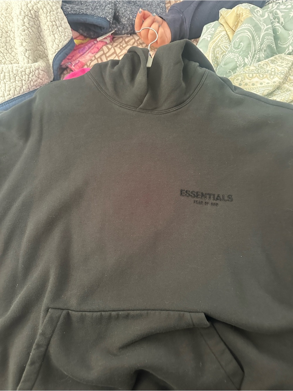 Essentials Men's Crewneck Hoodie in Black